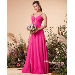 NEW Dress The Population Cambria Bright Fuchsia Pink Tie Bodice Evening Dress